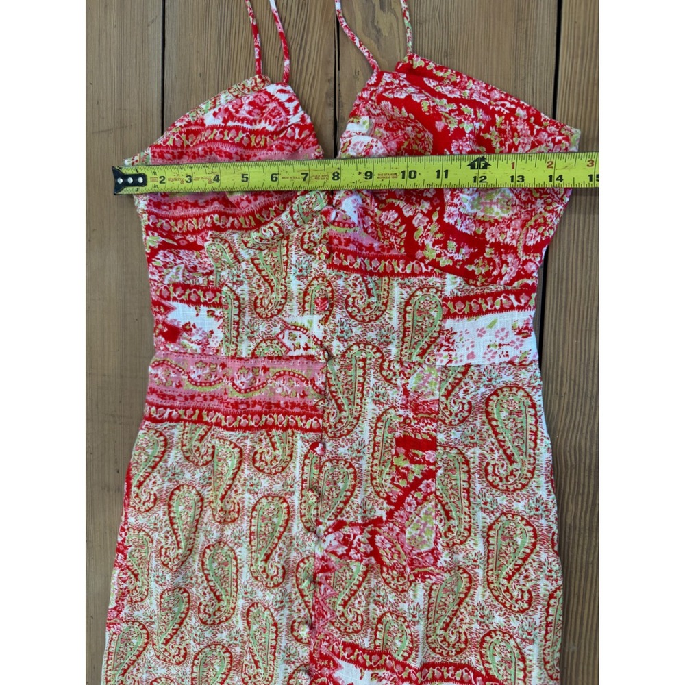 Zara Red Paisley Print Dress Halter Tie Back Cut Out Maxi Boho Blogger Fave‎ S - Picture 7 of 9